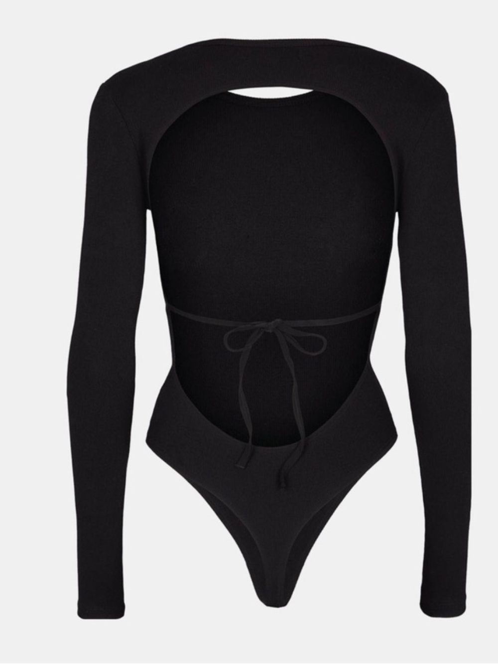 Abercrombie & Fitch Black Long Sleeve Open-Back Bodysuit